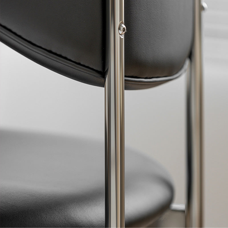 Minimalist Leather Square Dining Chair Curved Backrest