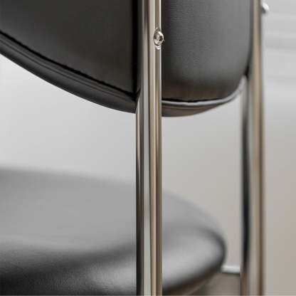 Minimalist Leather Square Dining Chair Curved Backrest