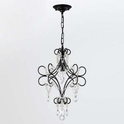 Vintage Luxe Crystal Candle Chandelier — 1 Light / Black / 110V-120V For US/CA