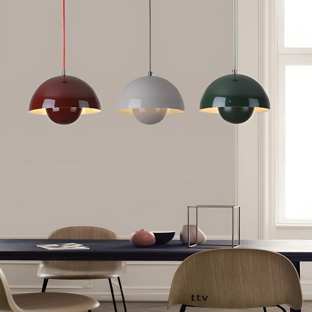 Modern mushroom flowerpot red metal pendant lighting, Lighom — Dark Green