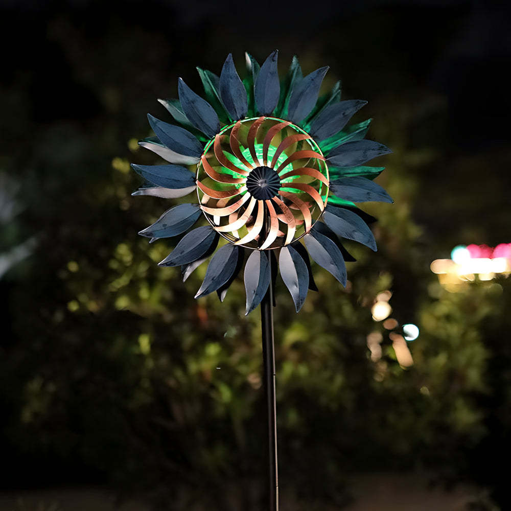 Vintage Iron Wind Spinner Garden Stake Lights - 2-Pack Solar Pathway Decor-Lighom