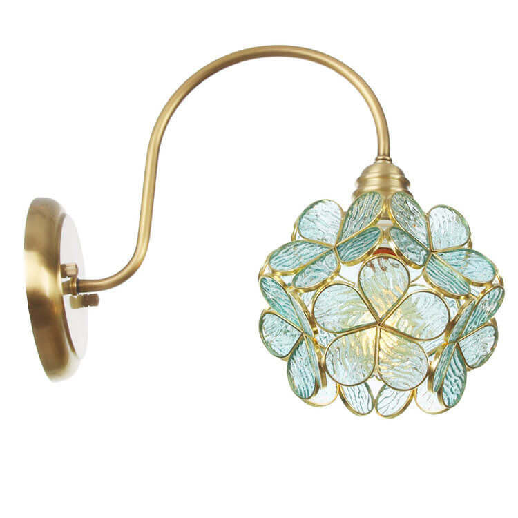 European Tiffany Vintage Brass Glass Sconce — Transparent / 220V-240V For UK/AU
