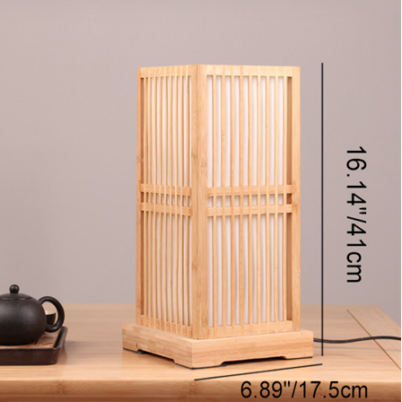 Japanese Wooden Square Table Lamp