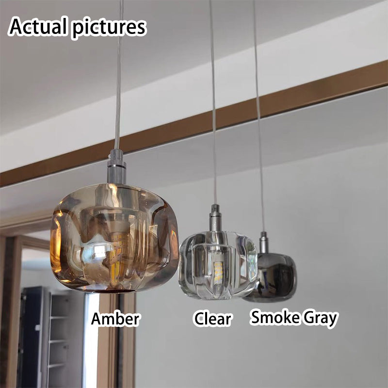 Gray modern clear cube pendant lighting — Amber / 220V-240V (UK/AU)