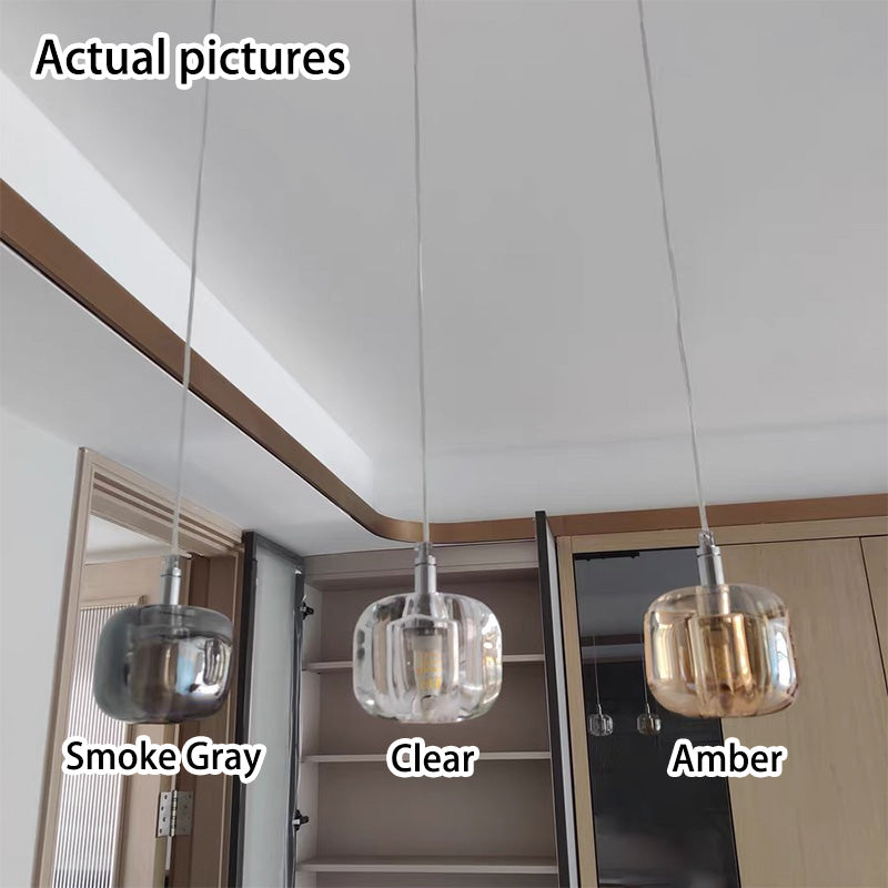 Modern Clear Glass Cube Pendant Light