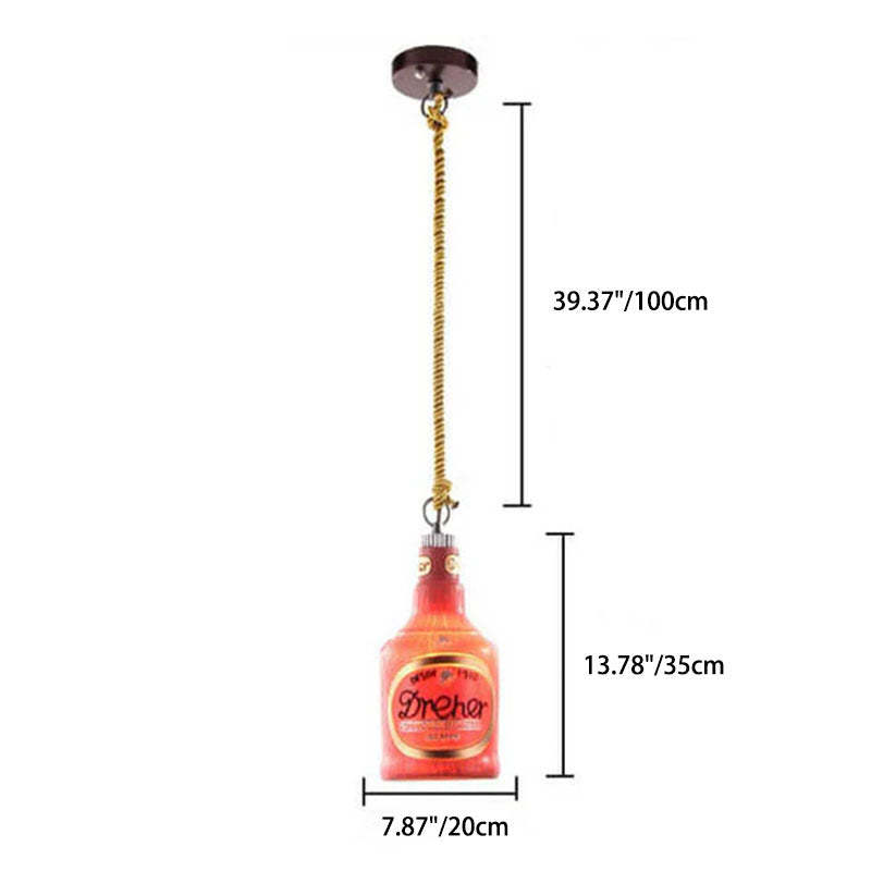 Industrial Colorful Bottle Resin Pendant Light