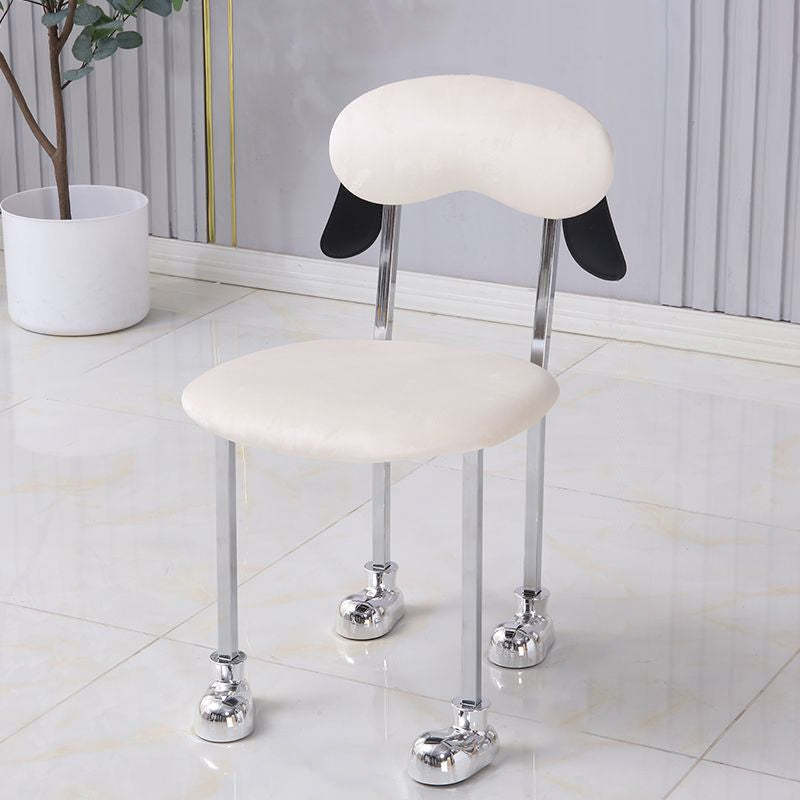 Contemporary Puppy Velvet Stainless Steel Open-Back Chair