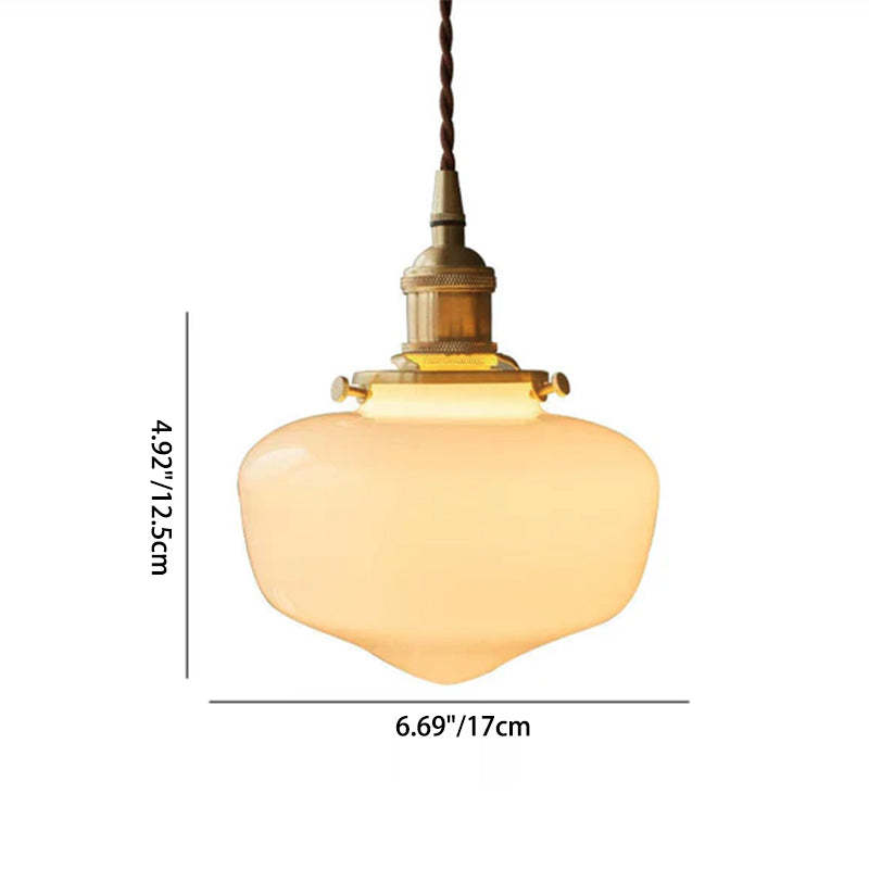 Nordic Vintage Brass Glass Lantern Pendant
