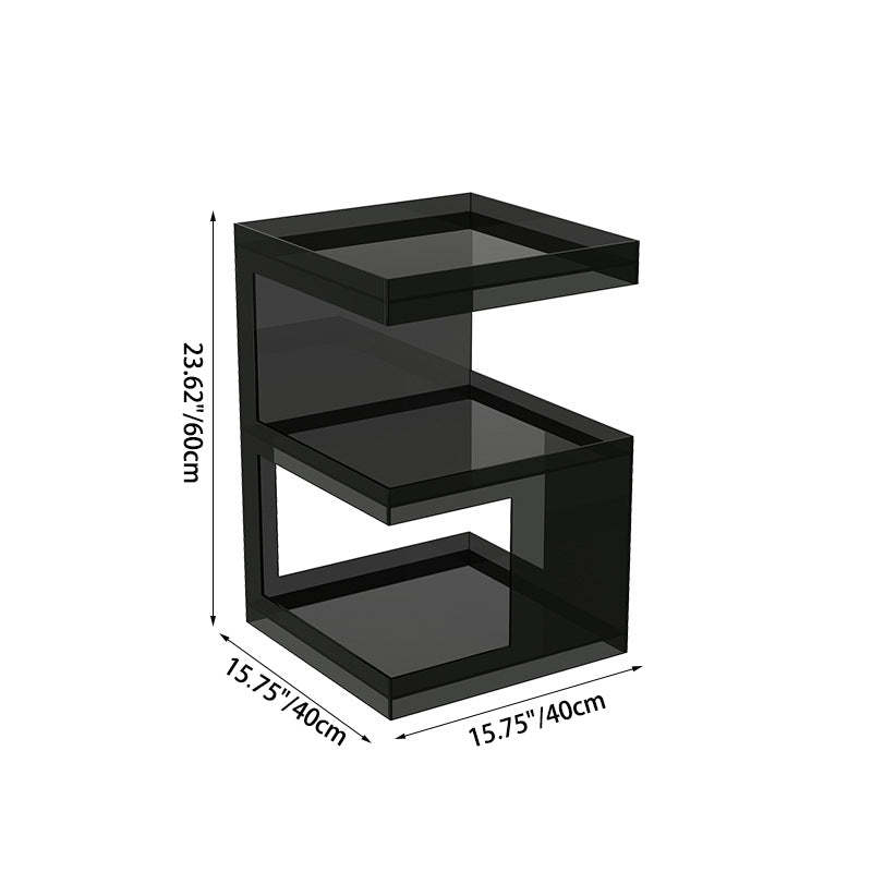 Minimalist Acrylic 3-Tier Square End Table