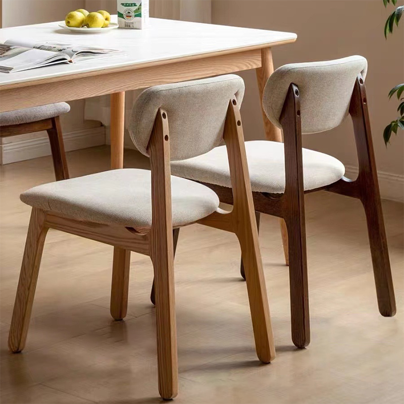 Modern Fabric Wood Dining Chair — Wood Color