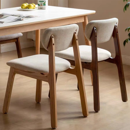 Modern Fabric Wood Dining Chair — Wood Color