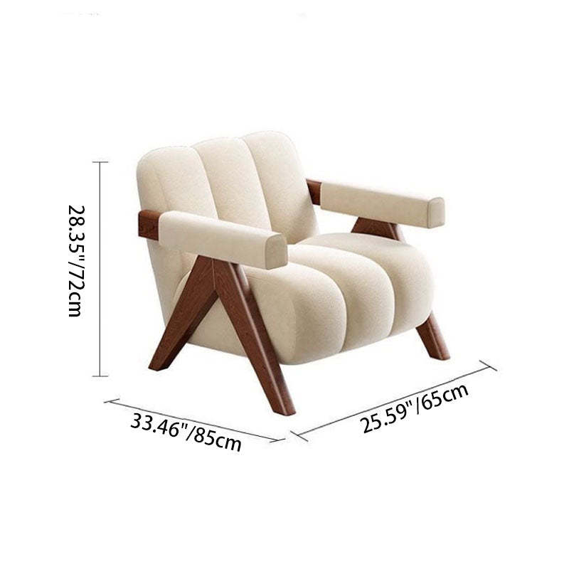 Nordic Velvet Wood Accent Chair