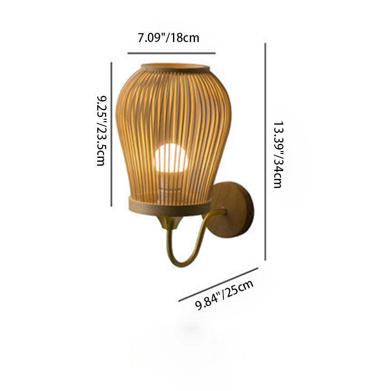 Modern Bamboo Weaving Round Wall Sconce