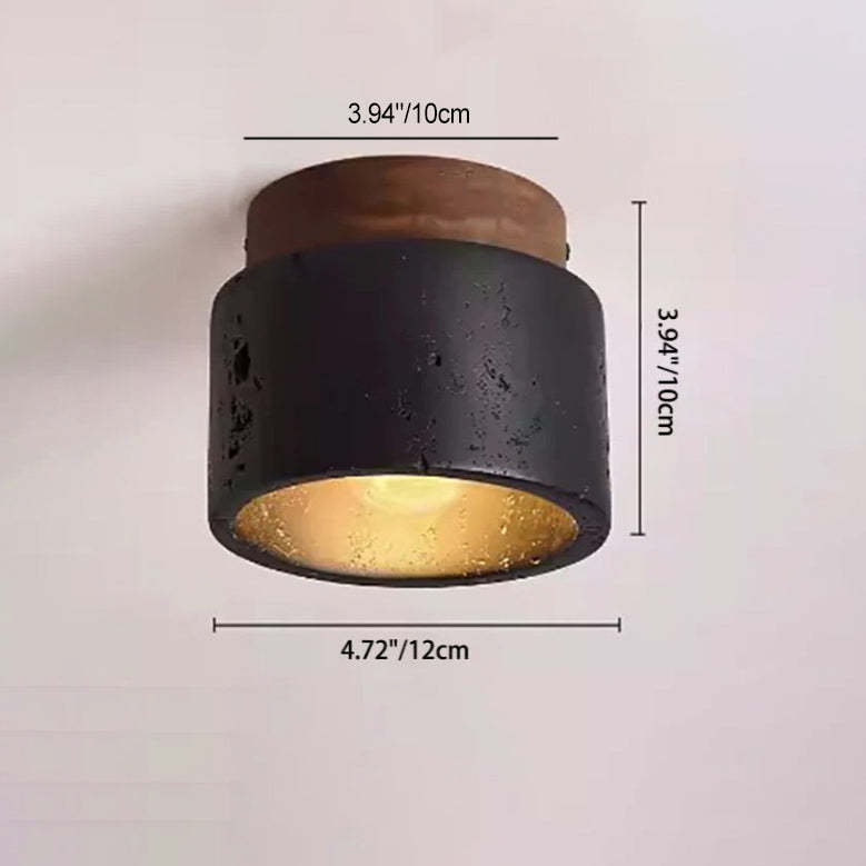 Minimalist Cylinder Stone Flush Mount Light