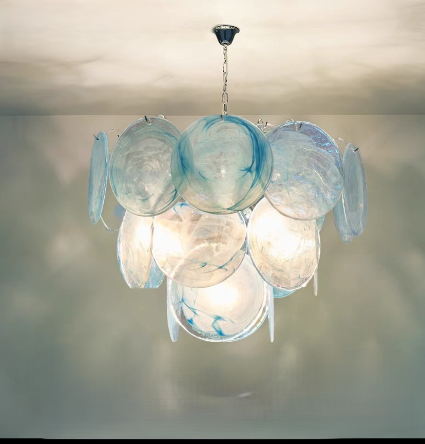 French Flower Iron Glass Chandelier