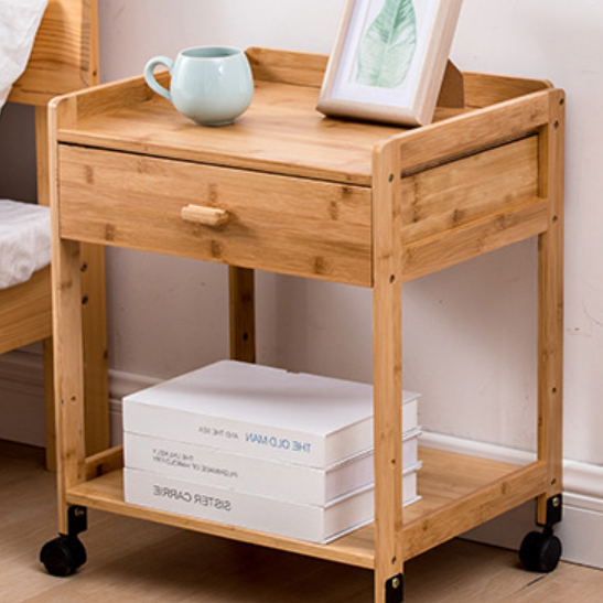 Japanese Bamboo 1/2-Drawer Side Table — 1 / Wood Color