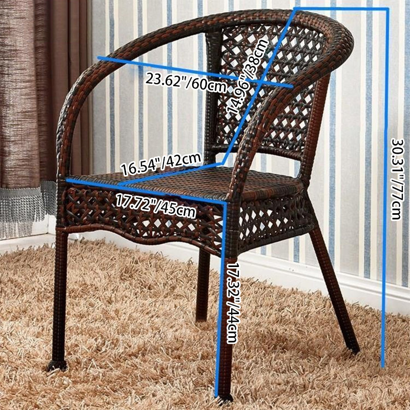 Vintage Curved Rattan Woven Lounge Chair — Orange