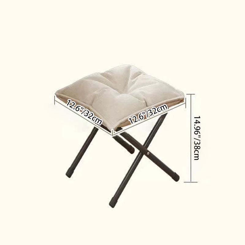 Minimalist Fabric Steel Cotton Desk Chair — With Footrest / Beige