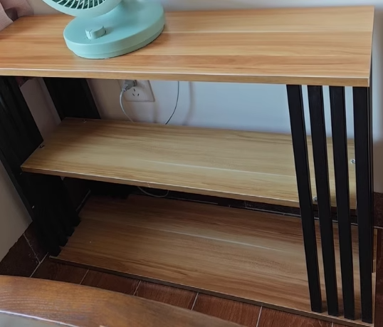Vintage Particle Board Iron 3-Tier End Table