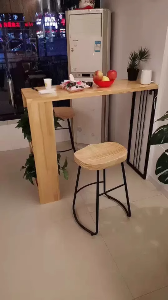 Minimalist Oval Iron Wood Bar Stool