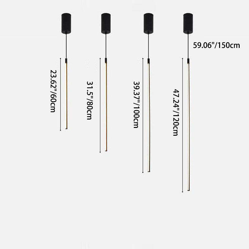 Minimalist Adjustable Long Line LED Pendant Light — White Light (5000K) / Black