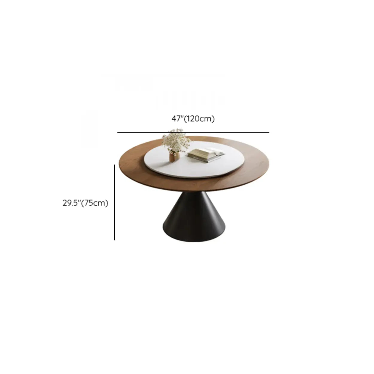 Mid-Century Rotating Lazy Susan Round Dining Table — Table Only