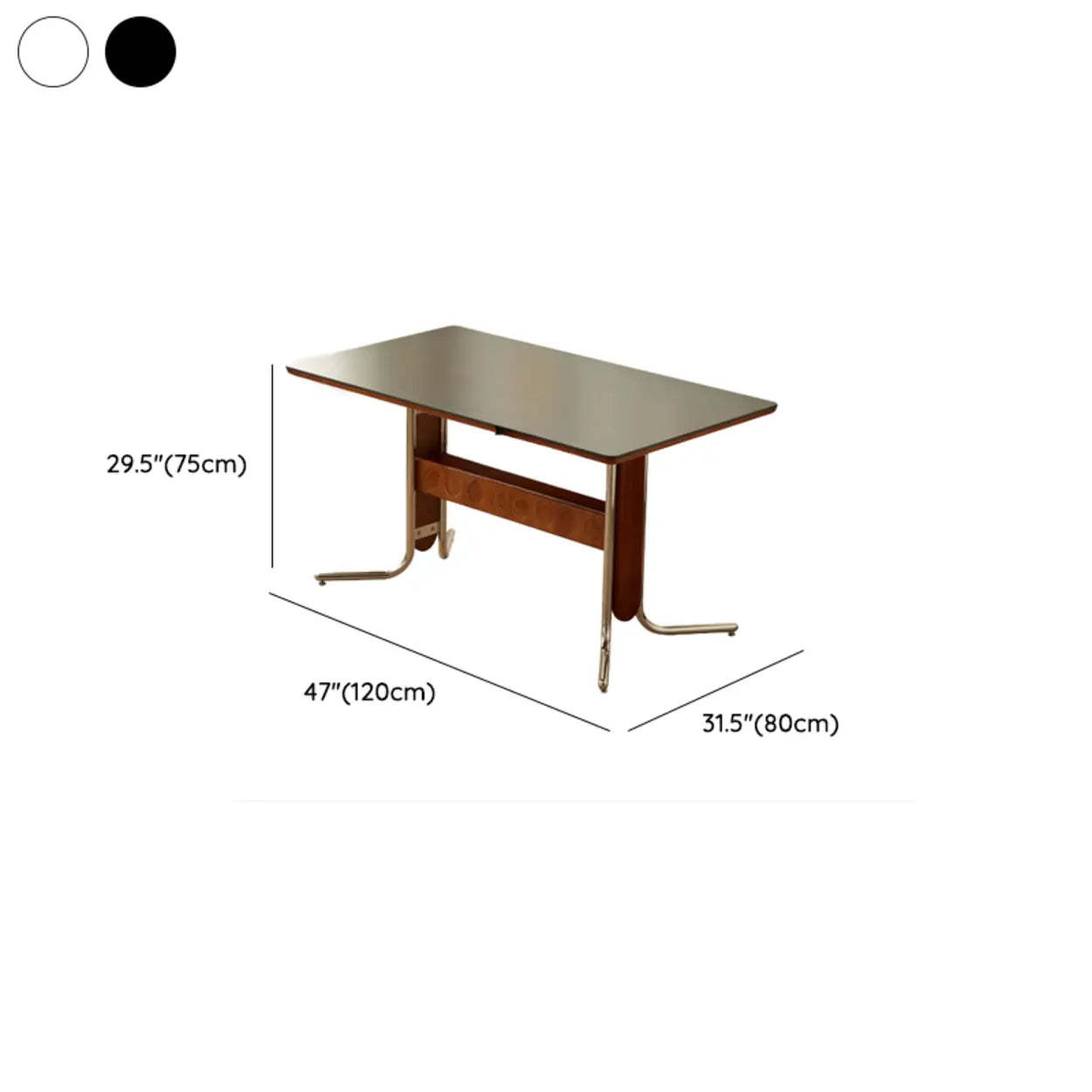 Mid-Century Stone Top Dining Table with Shelf