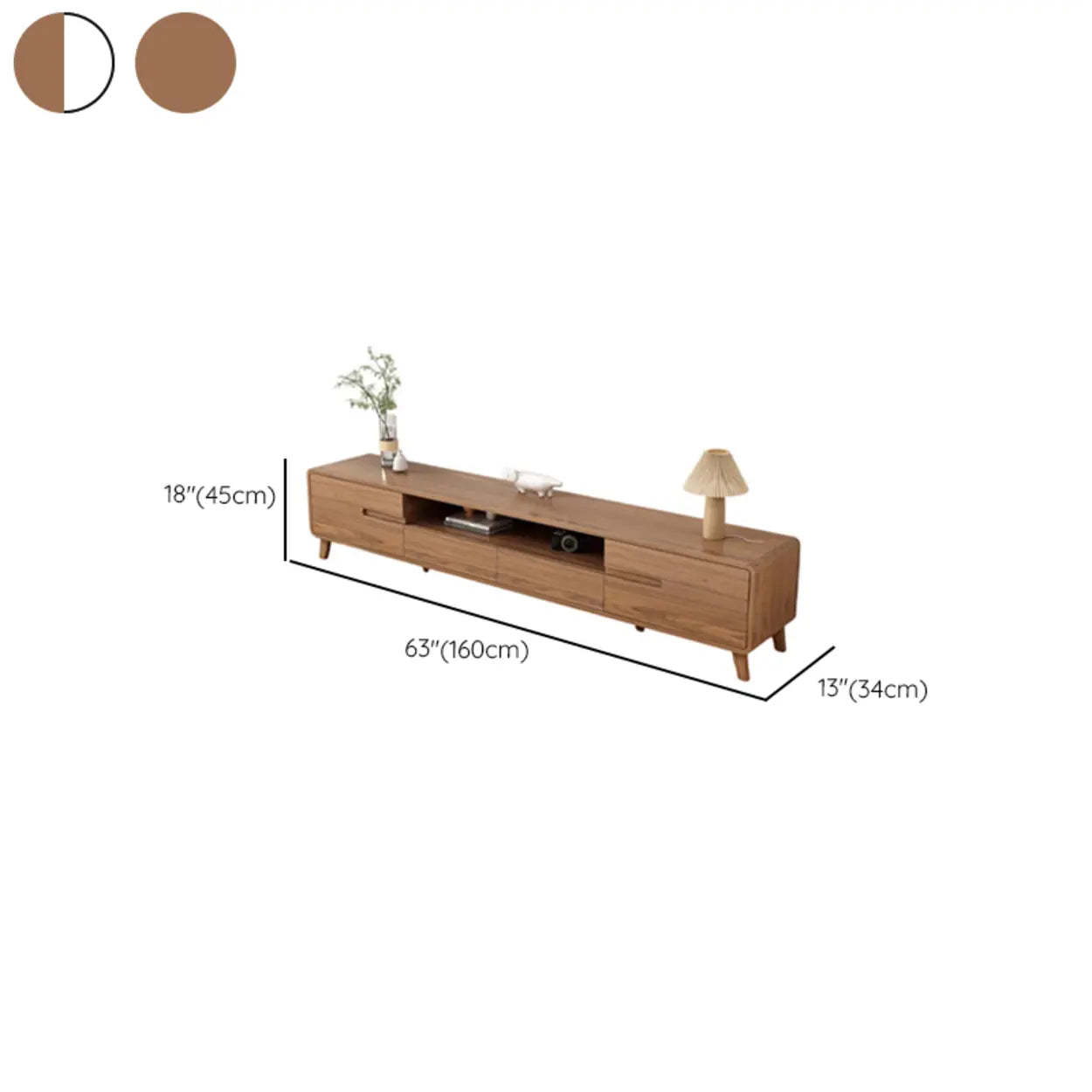 Scandinavian Walnut Wood TV Stand with Cabinet