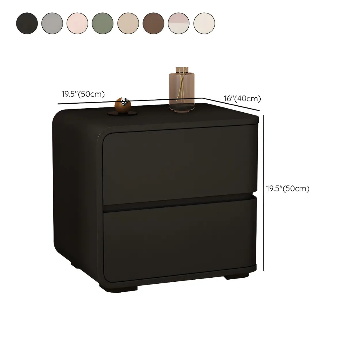 Stylish Rounded Off-White Wood Storage Nightstand