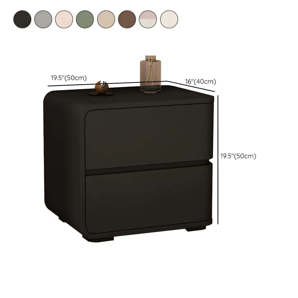 Stylish Rounded Off-White Wood Storage Nightstand