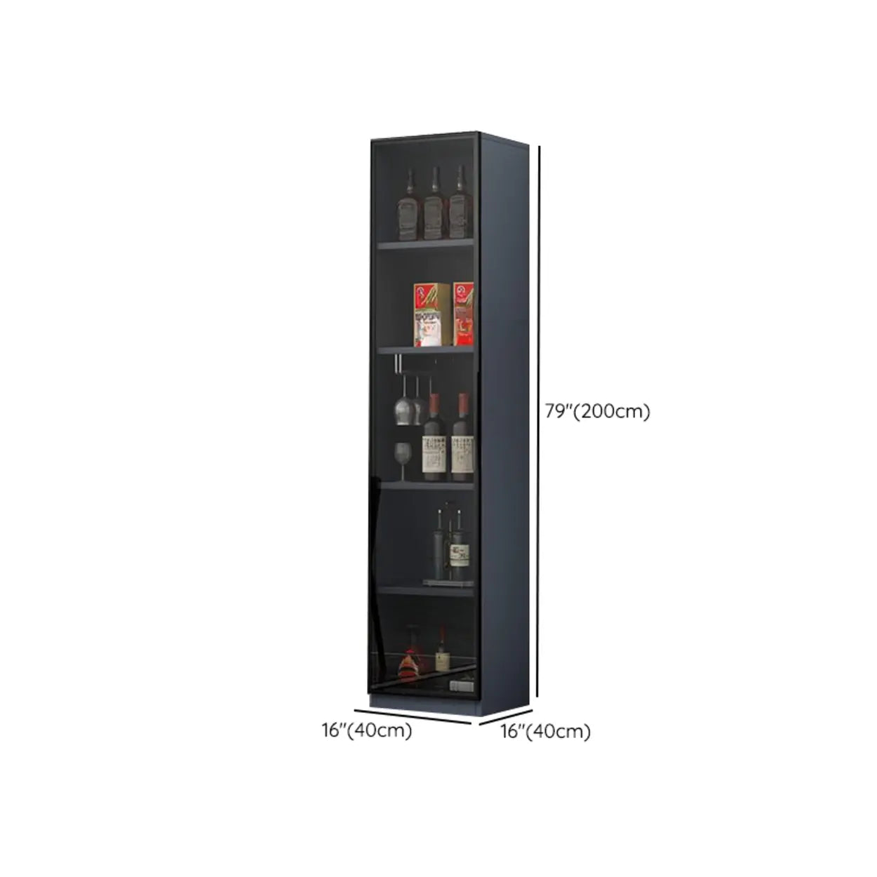 Gray Rectangular Slab Enclosed Wine Cabinet