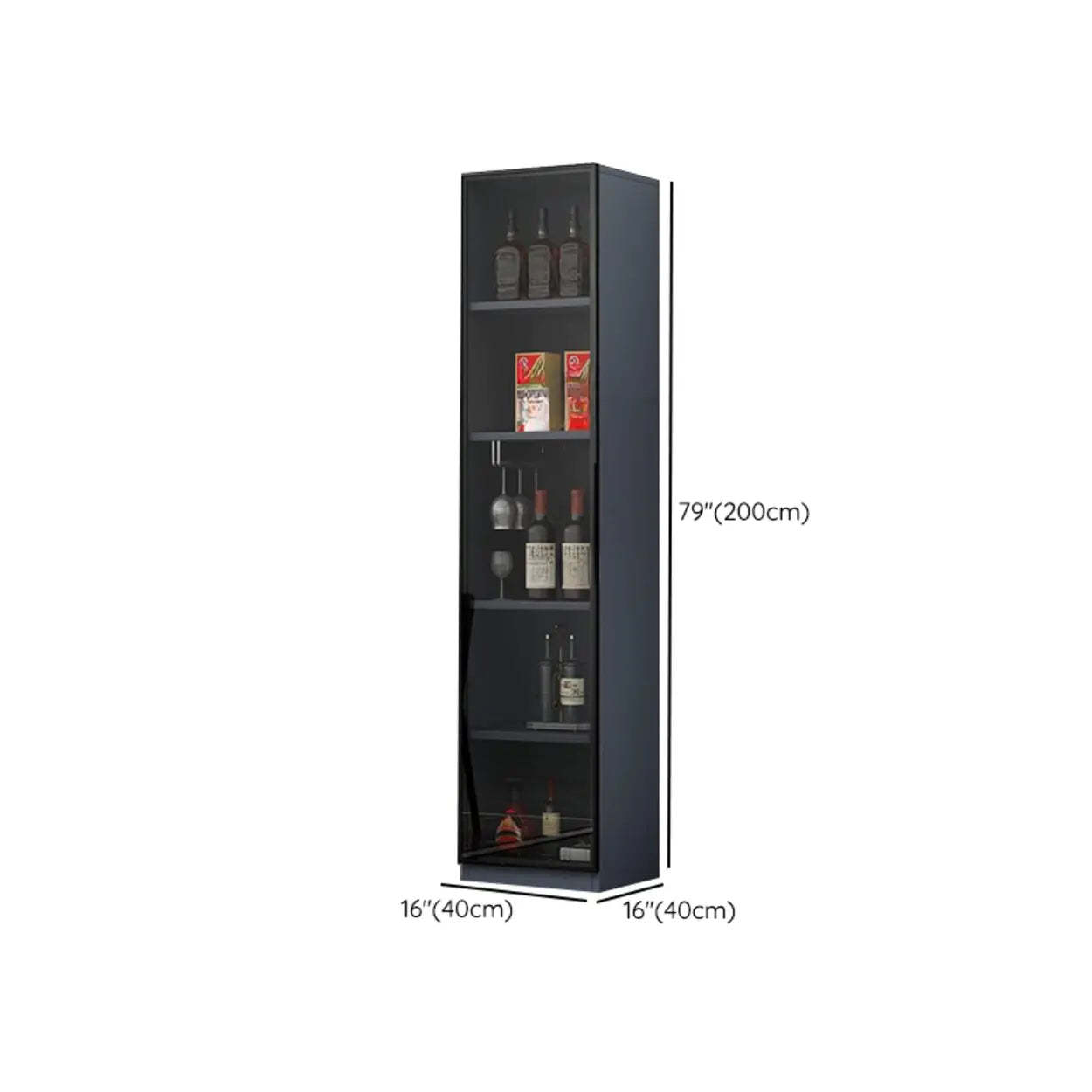 Gray Rectangular Slab Enclosed Wine Cabinet