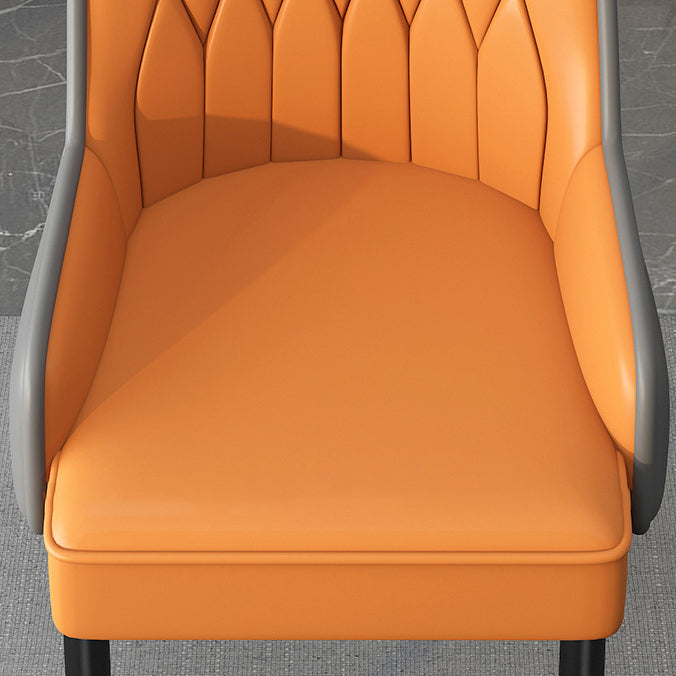 Modern Leather Steel Square Dining Chair — A / Black / Beige & Brown