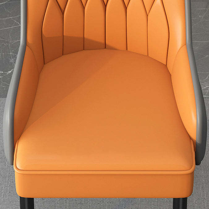 Modern Leather Steel Square Dining Chair — A / Black / Beige & Brown