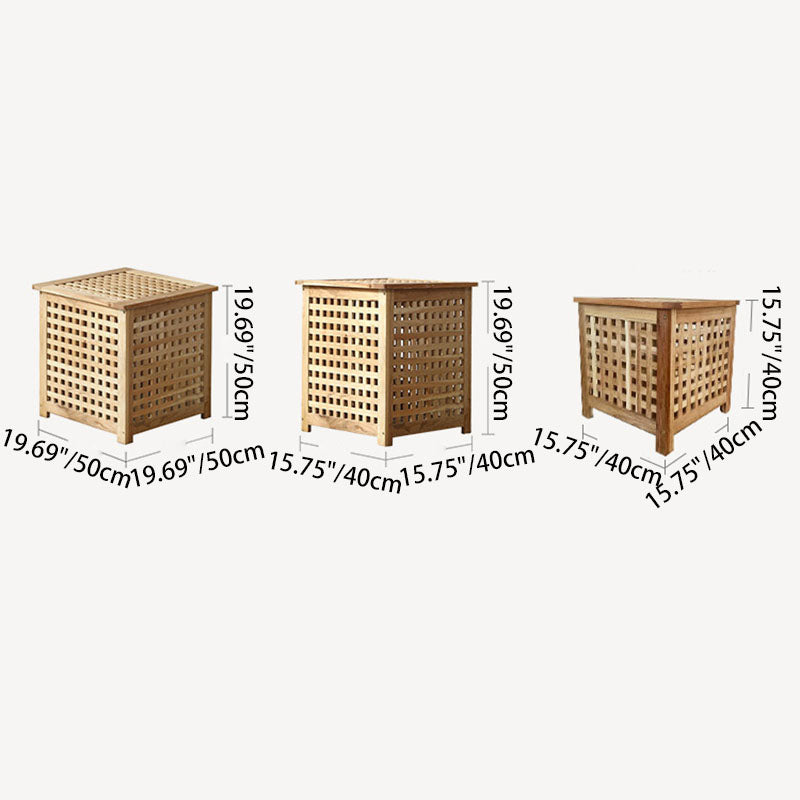 Japanese Square Wood Metal Coffee Table