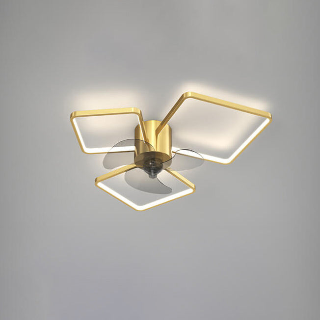 Modern Geometric Square LED Flush Mount Ceiling Fan Light