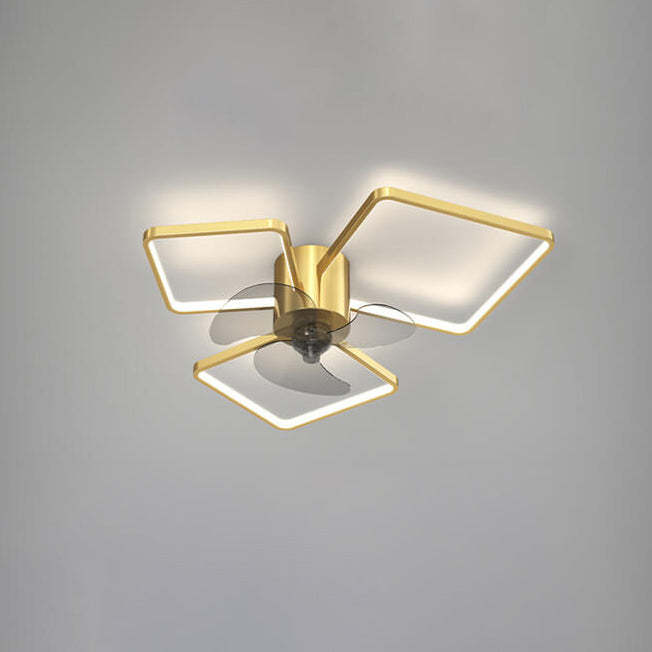 Modern Geometric Square LED Flush Mount Ceiling Fan Light