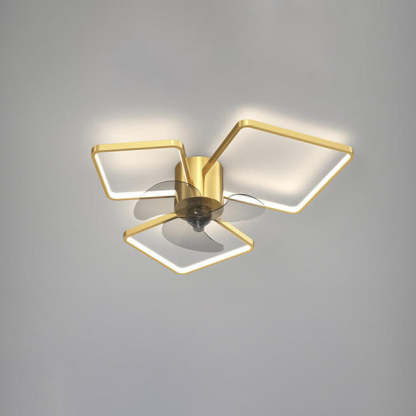 Modern Geometric Square LED Flush Mount Ceiling Fan Light
