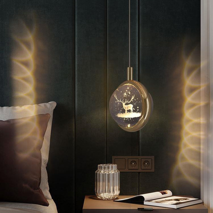 Black minimalist round ball pendant lighting — Gold & Earth / 220V-240V (UK/AU)