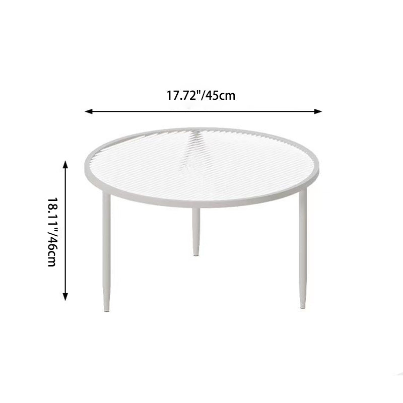 Minimalist Round Glass Metal Coffee Table — Transparent + White Frame