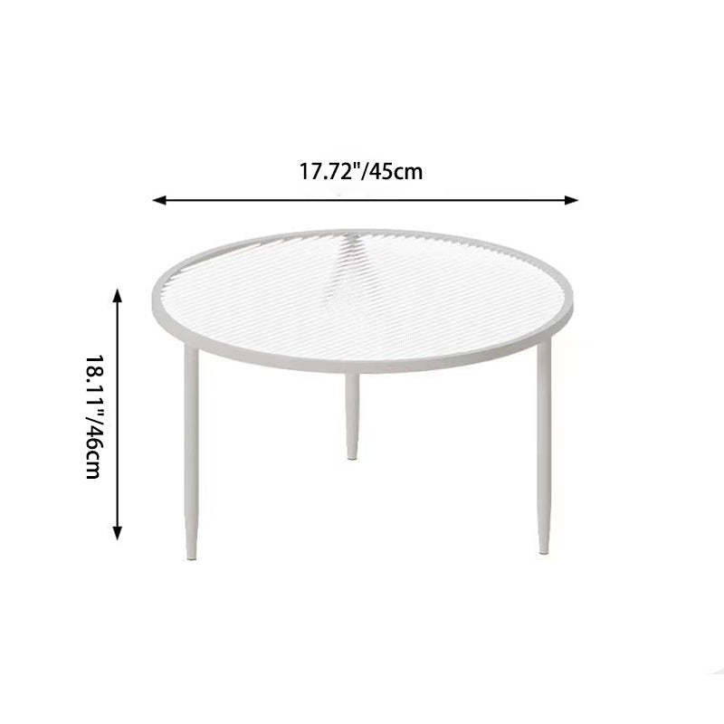 Minimalist Round Glass Metal Coffee Table — Transparent + White Frame