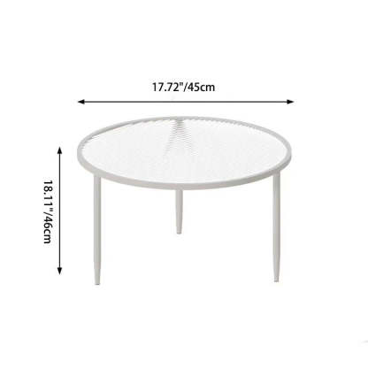 Minimalist Round Glass Metal Coffee Table — Transparent + White Frame