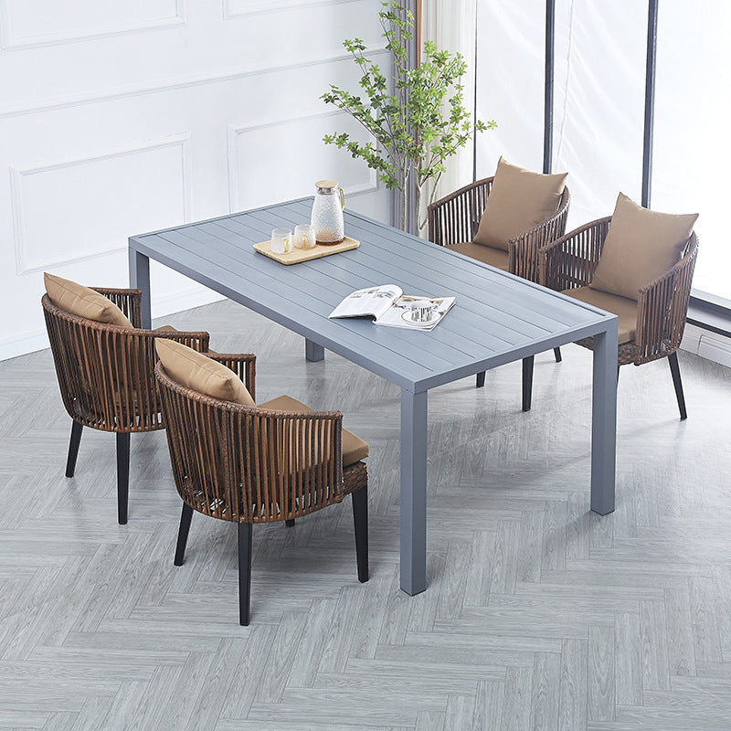 Traditional Farmhouse Rattan Metal Outdoor Dining Chair
