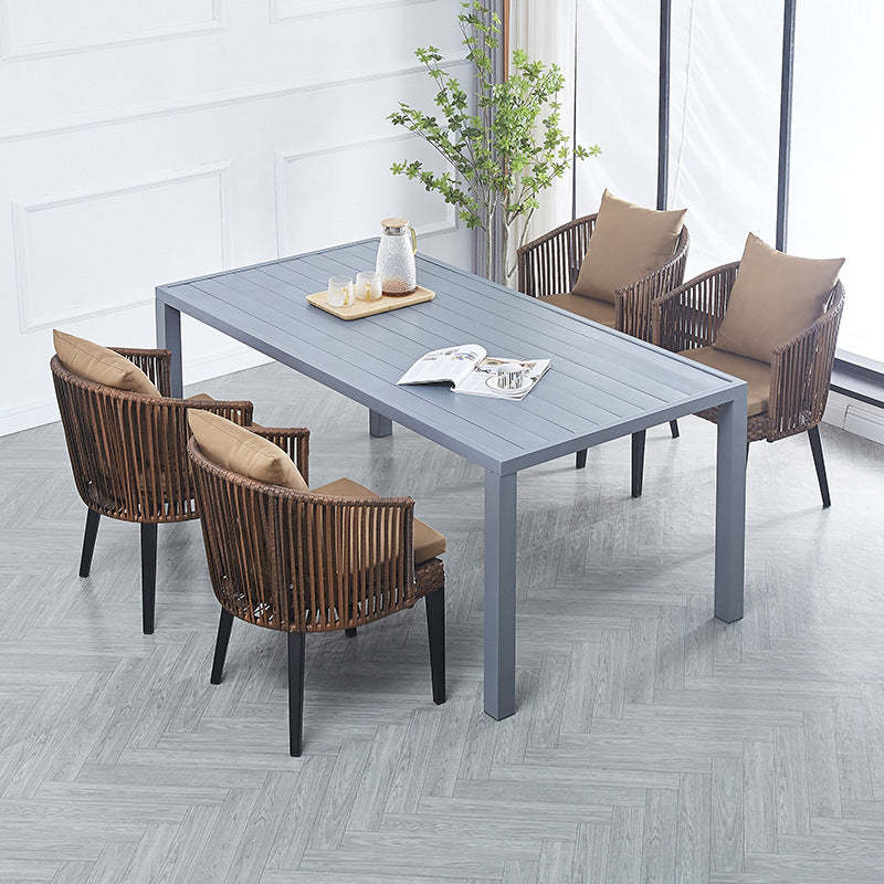 Traditional Farmhouse Rattan Metal Outdoor Dining Chair