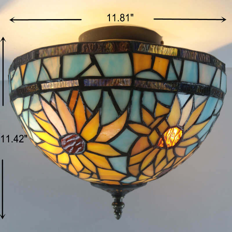 European Vintage Tiffany 2-Light Flush Mount