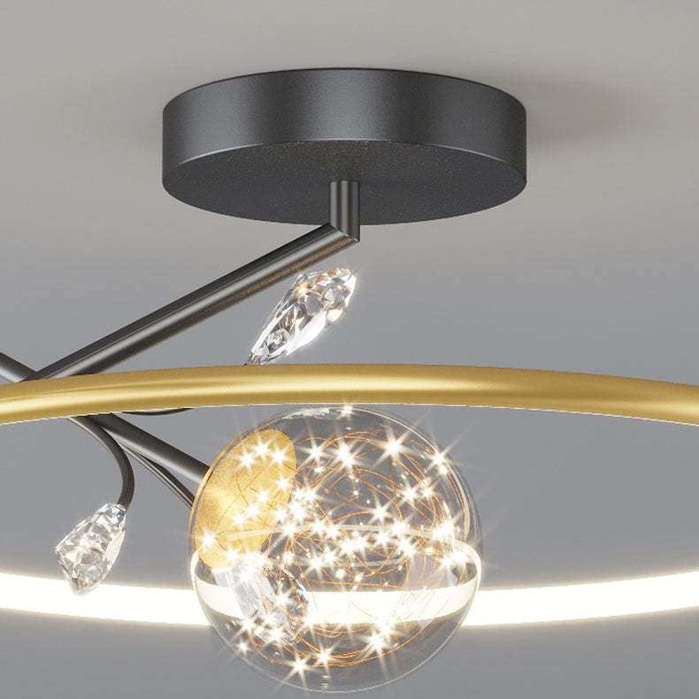 Modern Art Deco Iron Ring Star LED Pendant