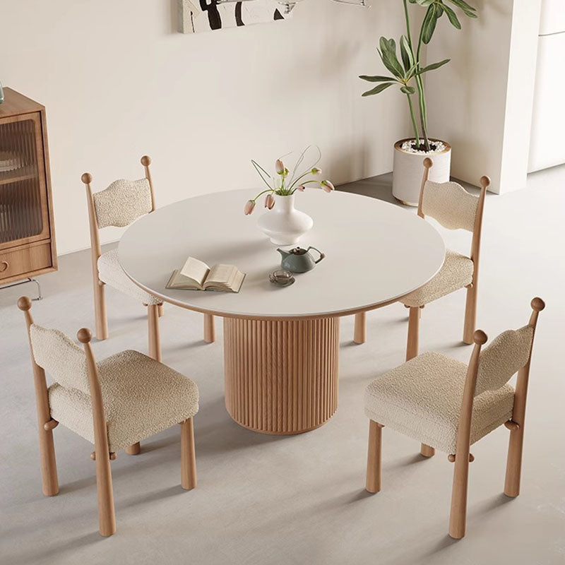 Minimalist lambswool vertical wood dining chairs & benches