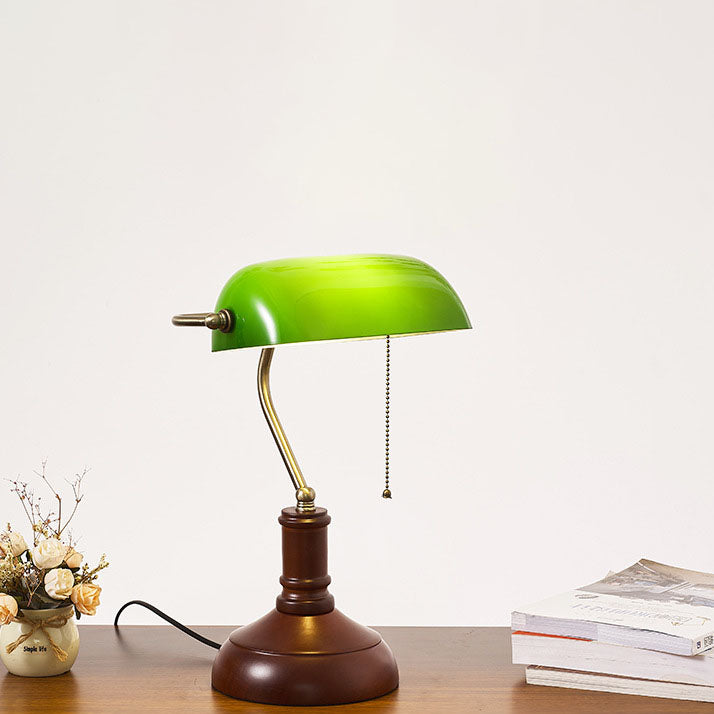 Vintage Solid Wood Glass Bank Zipper Lamp — D - Solid Wood + Green Shad / 110V-120V For US/CA