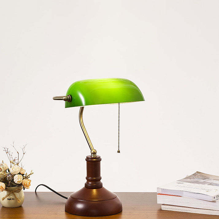 Vintage Solid Wood Glass Bank Zipper Lamp — D - Solid Wood + Green Shad / 110V-120V For US/CA