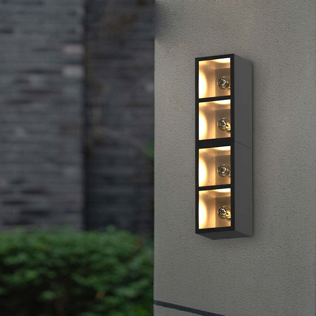 Square Combination Black LED Wall Lamp Flowerpot